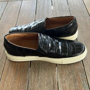 Paul Fredrick Made in Italy Men’s Croc             Embossed Slip-on Low  Top